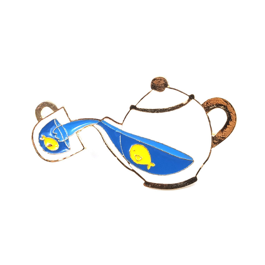 随变创意韩版鱼壶鱼杯设计滴油胸针蓝色滴油茶壶茶杯牛仔夹克徽章