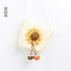 Children's straw summer wallet, small bag strap with zipper, Korean style