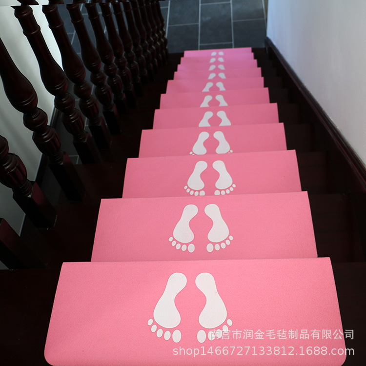 新品上市毛毡楼梯垫 楼梯贴地毯 免胶自贴魔术扣防滑垫可反复水洗|ms