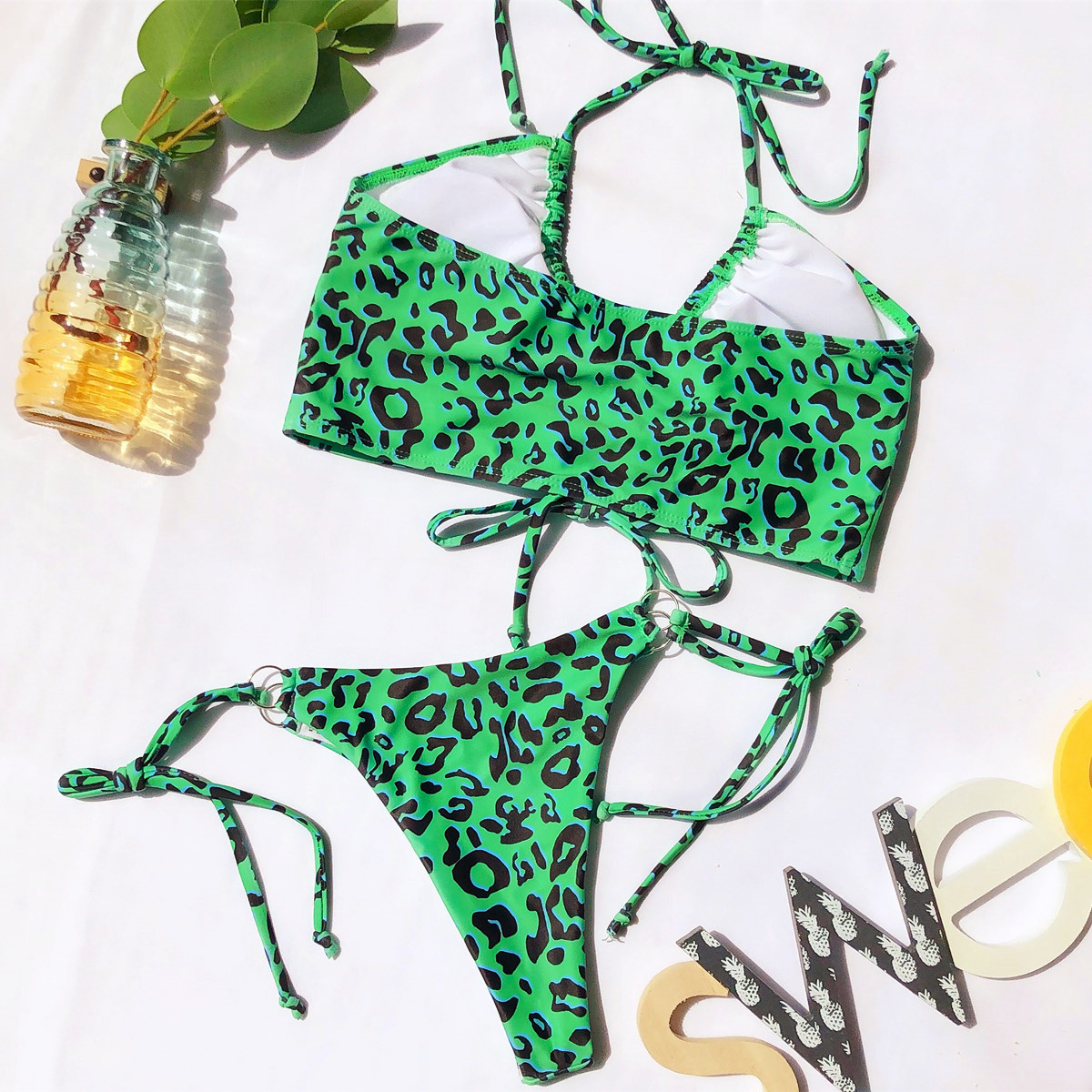 nuevas señoras calientes del bikini traje de baño dividido venta caliente traje de baño bikini con estampado de leopardo al por mayor NSDA177