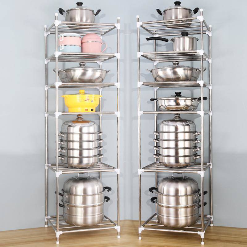 厂家直销3-5层不锈钢脸盆架蔬菜架厨房置物架多层锅架收纳架盆架