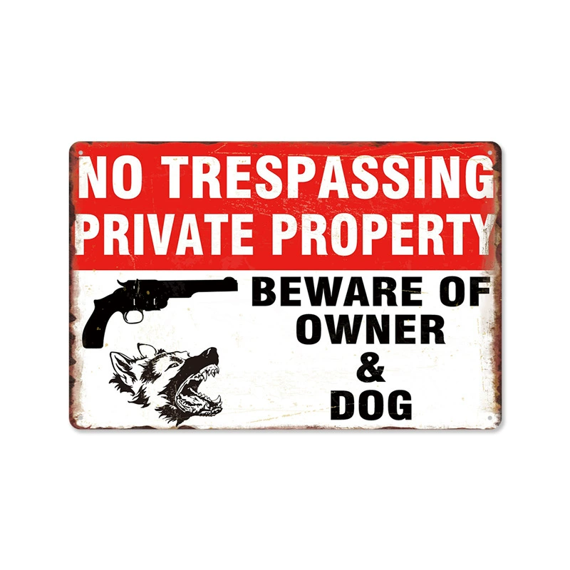 Ретро Баннер No Trespassing, глухая металлическая стена без рамы, 20×30 см в винтажном стиле