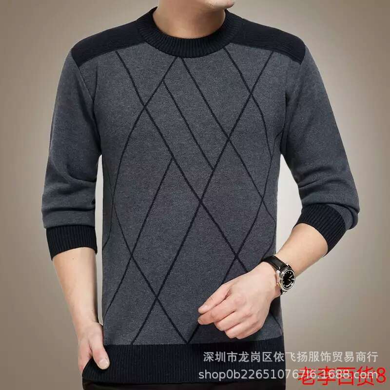 爸爸毛衣男30-50岁冬中老年加厚圆领秋冬季大码中年人男士男装