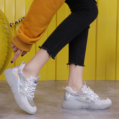 2019春季新款运动风老爹休闲小白鞋女韩版小熊鞋学生百搭一件代发|ms