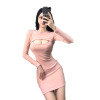 Sexy chest hollow slim fit wrap buttocks dress