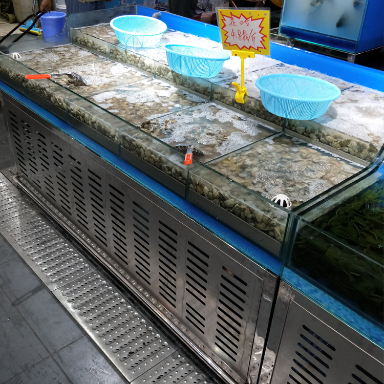 超市用不锈钢贝类台鱼缸海鲜缸超市冰鲜台