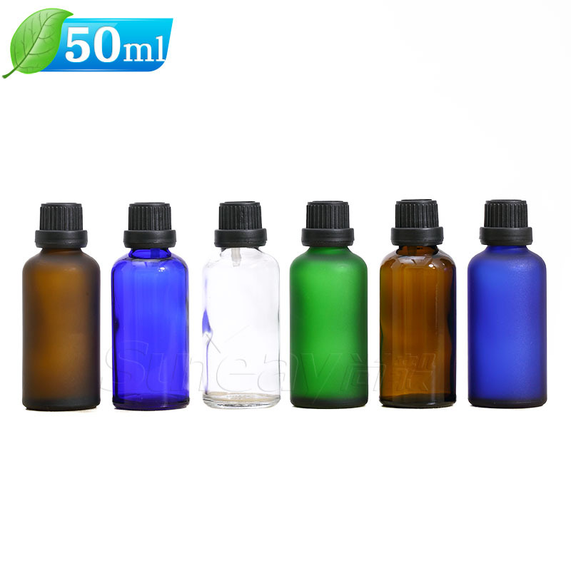 棕色玻璃精油瓶50ml 德国进口大头盖蓝色分装瓶空瓶磨砂玻璃瓶