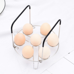 Source factory 304 stainless steel steamer rack Multi-functional with handle seven-hole egg steamer rack anti-scalding anti-slip silicone handle