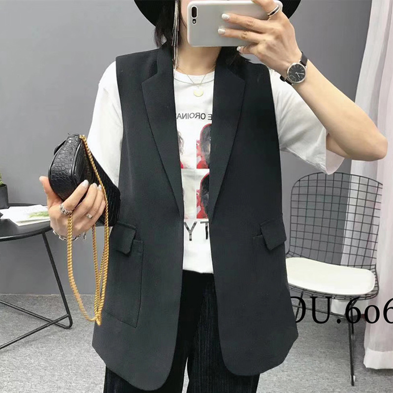 定制西裝馬甲女中長款2020春季新款女裝成人韓版休閑坎肩外套