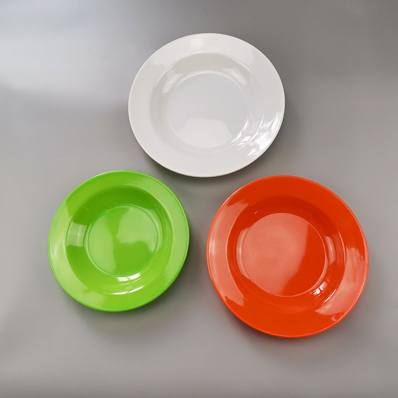 White color plastic plate deep plate round dish melamine dish imitation porcelain tableware dishes
