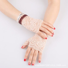 Korean new women's summer driving sun protection gloves lace half finger gloves thin open finger gloves scar cover gloves