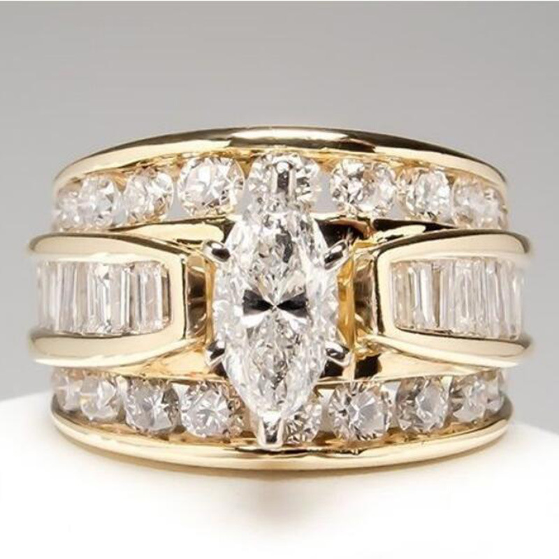 fashion copper inlaid zircon ladies ring European and American engagement jewelry