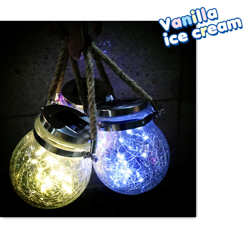 Cross-border outdoor solar glass bottle lamp, street lamp, copper wire lamp, crack solar outdoor special decoration, camping detail image 6
