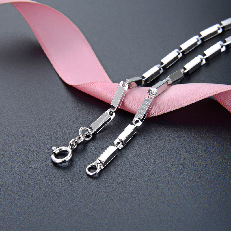 2,6 En relieve Cadena de columna cuadrada s925 Cadena de plata esterlina cadena única personalidad de la moda collar de moda joyería de hip hop de los hombres