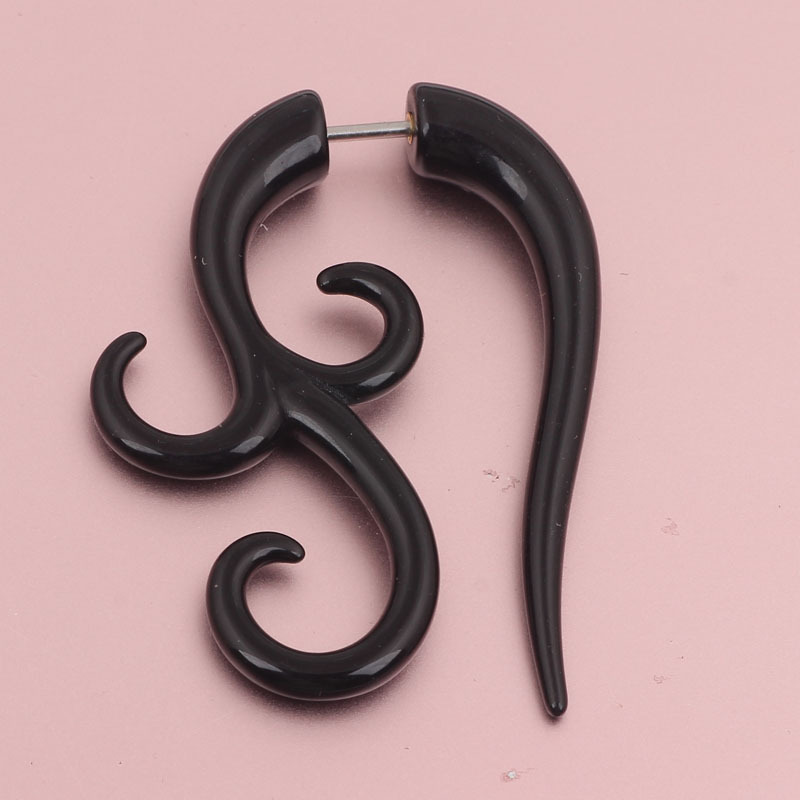 Acrylic Fake Snail Ear Piercing Earrings Asymmetric Geometric Style detail image 8