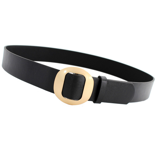 Korean style student bf style hole-free decorative wide belt for women round Japanese buckle non-hole casual pants belt one piece drop shipping