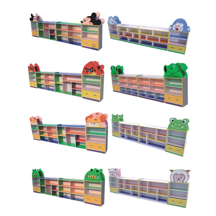 幼儿园彩色区角柜防火板实木玩具柜幼儿园书架木质教具柜支持定制
