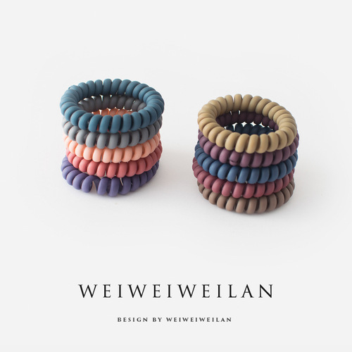 Telephone cord hair tie for women, simple hair rope, frosted telephone cord hair tie, rubber high elastic rubber band, traceless head jewelry