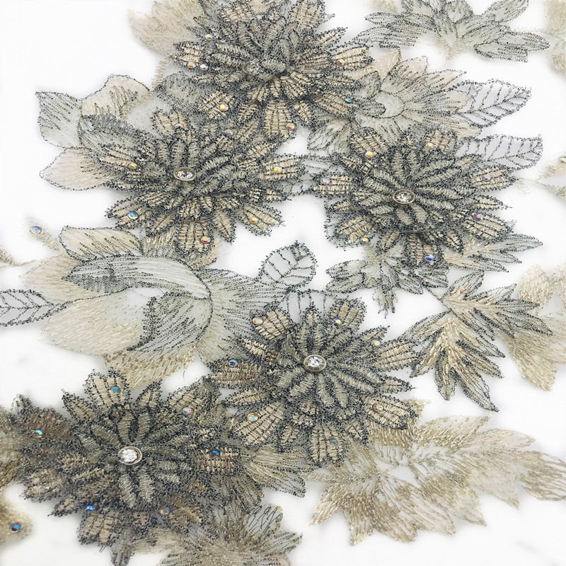 Longsheng Broderie Station Européenne 2019 Nouveau Printemps Et D'été Marée Fleur Perles Broderie Trois-dimensions Fleur Tissu Autocollant Dentelle Trois-dimensions Fleur display picture 5