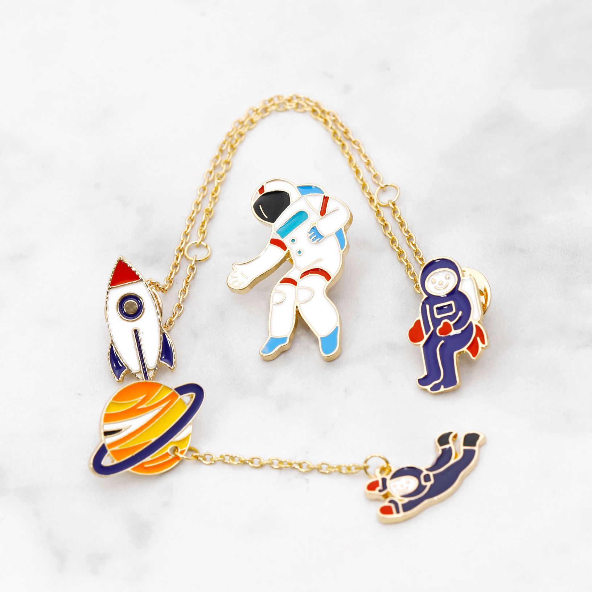 Universe Space Series Creative Astronaut Rocket Planet Brooch display picture 6