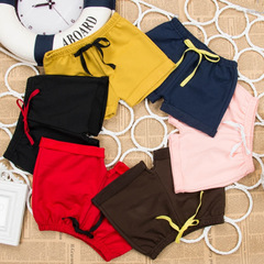 Children's shorts, hot pants candy color five-point middle child girl pure color boy summer cotton baby trendy elastic cotton summer