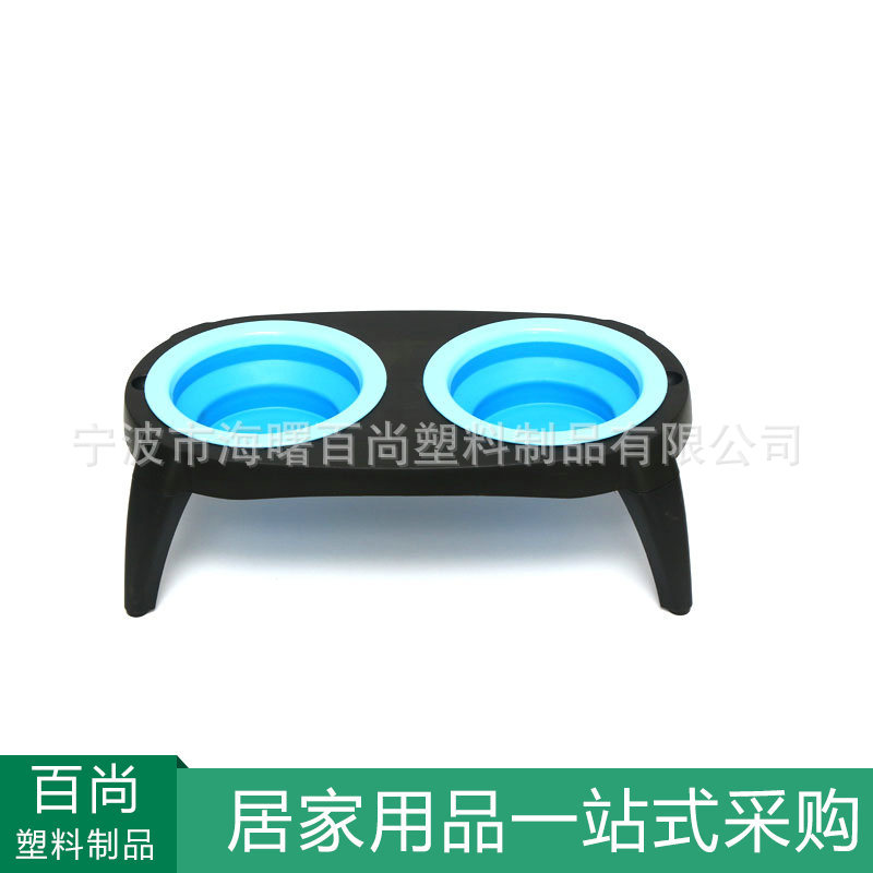 Manufacturer supplies dual-purpose folding silicone double bowl dog…