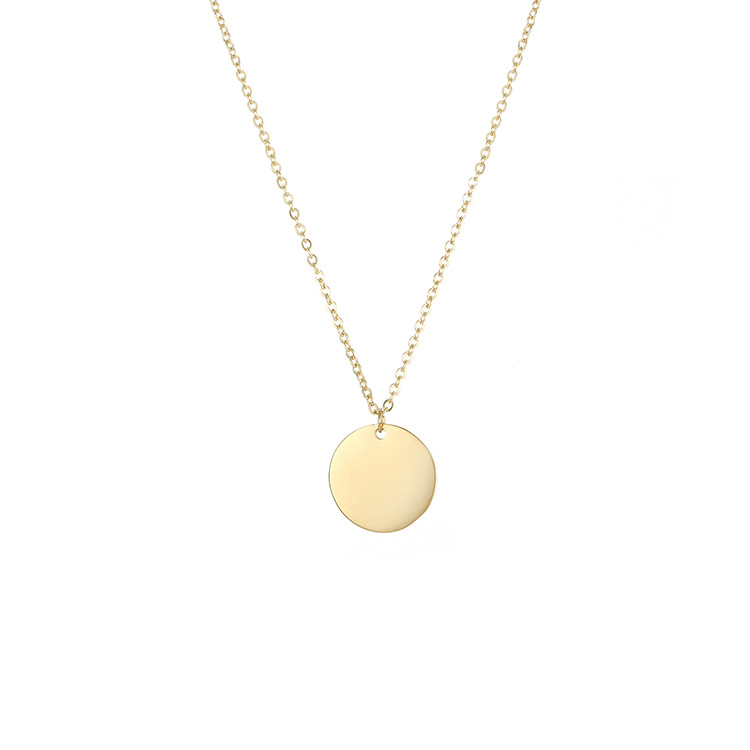 Fashion Jewelry Simple Gold Round Pendant Short Stainless Steel Necklace Clavicle Chain Wholesale Nihaojewelry display picture 5