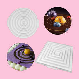 星球蛋糕慕斯圈模具 网红蛋糕双面波纹硅胶圆环模 diy烘焙慕斯环
