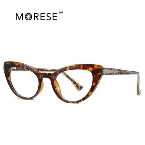 Source manufacturer fashionable cat-eye anti-blue light flat mirror for women TR90 personalized glitter glasses frame optical frame 2012