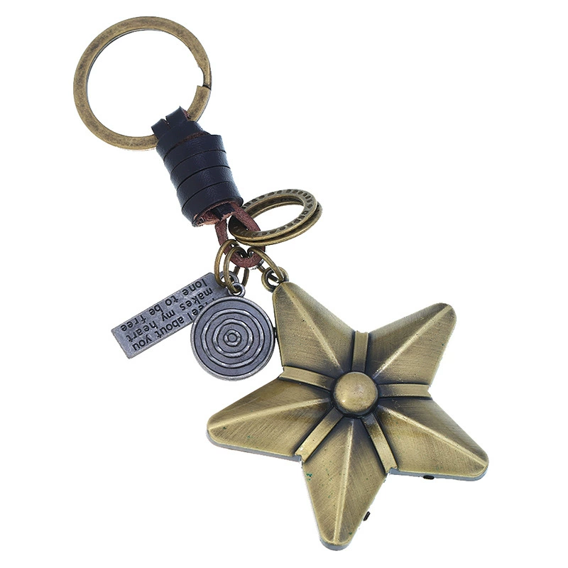 (Cross-border trading), woven retro leather keychain handmade, metal bag, Birthday gift