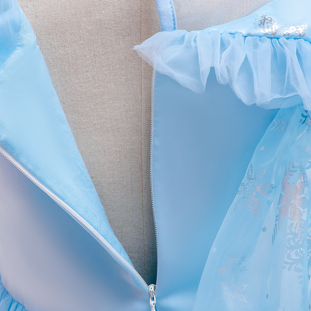 Foreign trade children's show dress baby collar mesh printed long Cape Princess Dress Cosplay sequins show dress