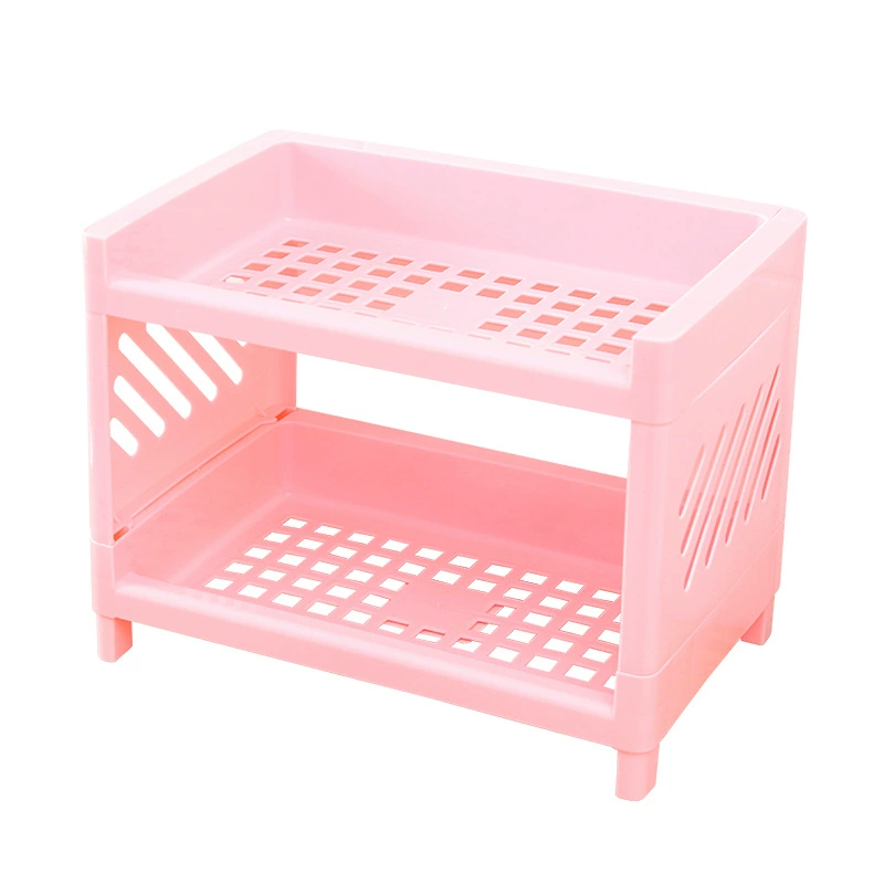 Двухъярусная стойка для хранения Yingcai – 19,58×13,28×10,24 см, 0,5 кг; 4 цвета: розовый, белый, зелёный, серый