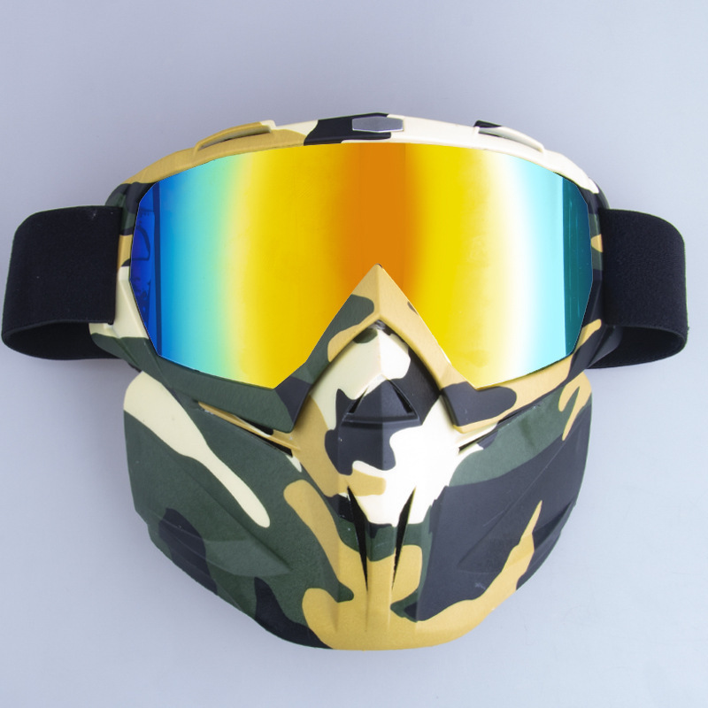 Motorcycle off-road face mask, outdoor sports helmet, goggles, three-layer sponge_voghion.com