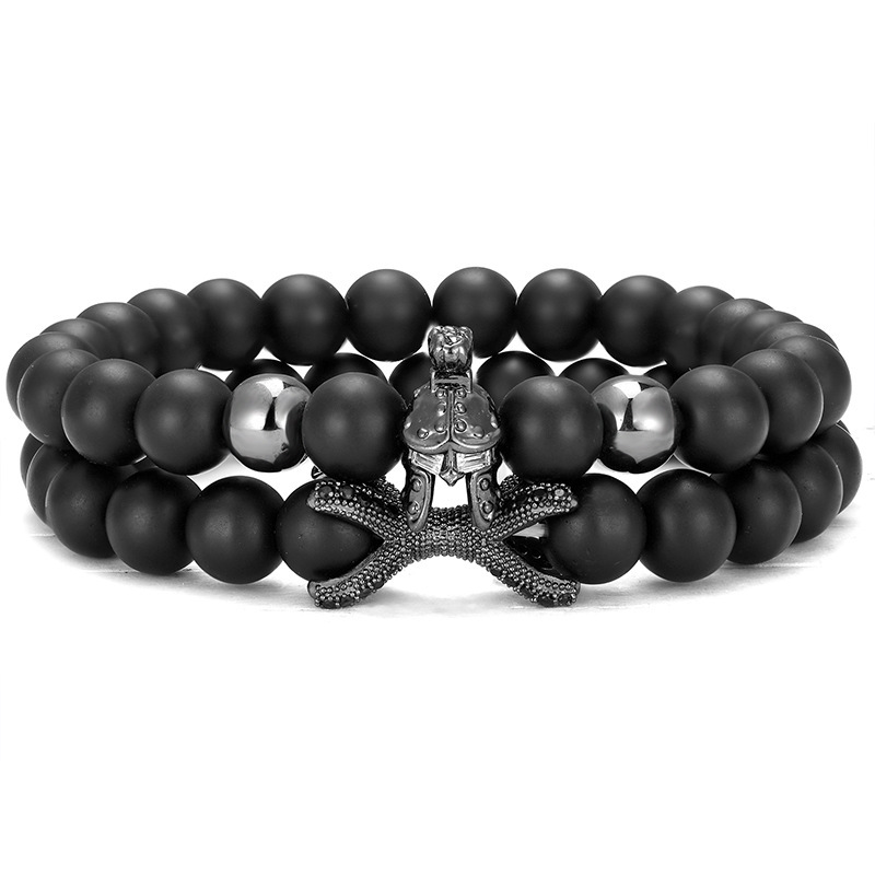 Micro-inlaid zircon Star Wars helmet bracelet set European and American fashion stretch bracelet factory direct wholesale