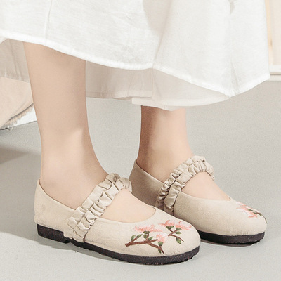 2019 new pattern Special Offer Antiquity literature Cotton and hemp Ethnic style Embroidered shoes Spring soft sole Single shoes ancient costume Hanfu