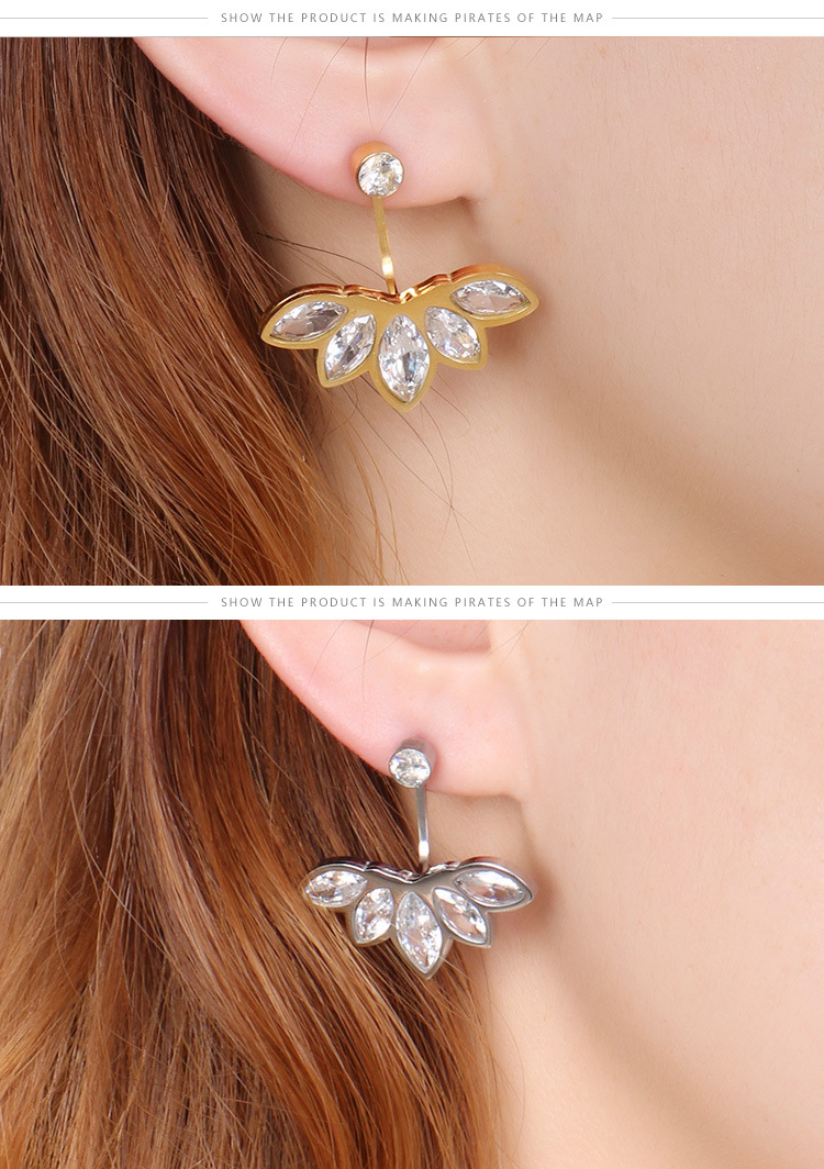 Leaf Plating Titanium Steel 18K Gold Plated Earrings display picture 7