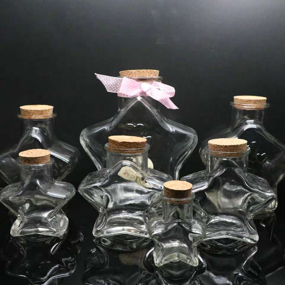 五角星幸运星星折纸玻璃瓶木塞心形玻璃瓶可印刷logo许愿瓶