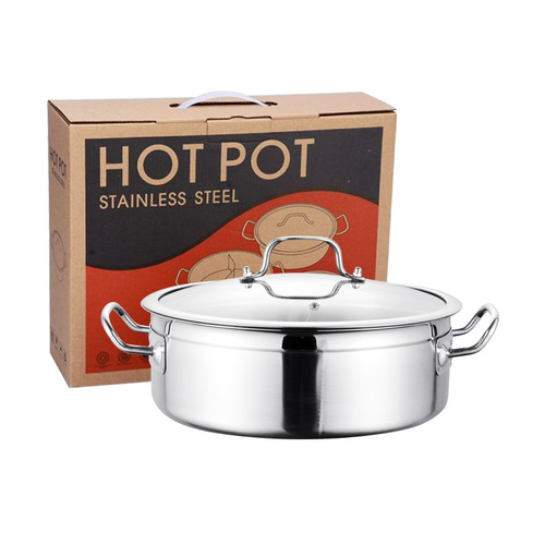 Straight Couple Pot, Thick Stainless Steel Hot Pot, Commercial Electric Stove Hot Pot, Clear Soup Pot Wholesale