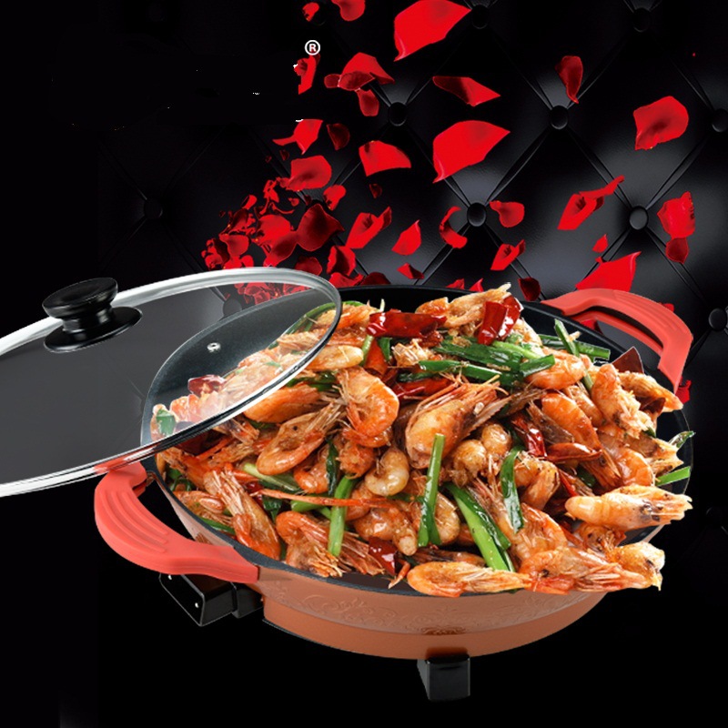 韩式家用电烤盘无烟不沾电煎锅多功能电热锅平底电炒锅烙饼锅40cm|ms