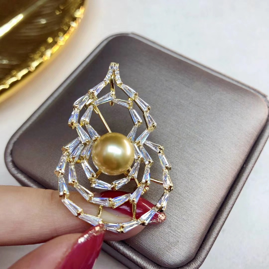 DIY配件 葫芦珍珠胸针可爱日系防走光扣潮男西服别针毛衣胸花空托