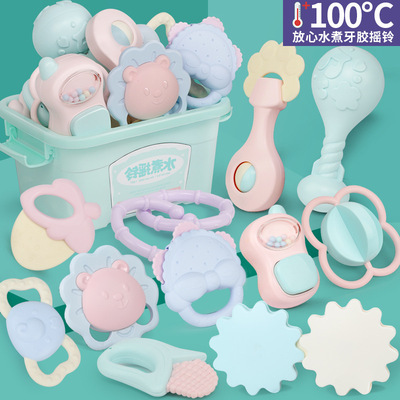 厂家直销新品婴儿玩具宝宝益智早教新生儿手摇铃套装可水煮0-3岁|ru