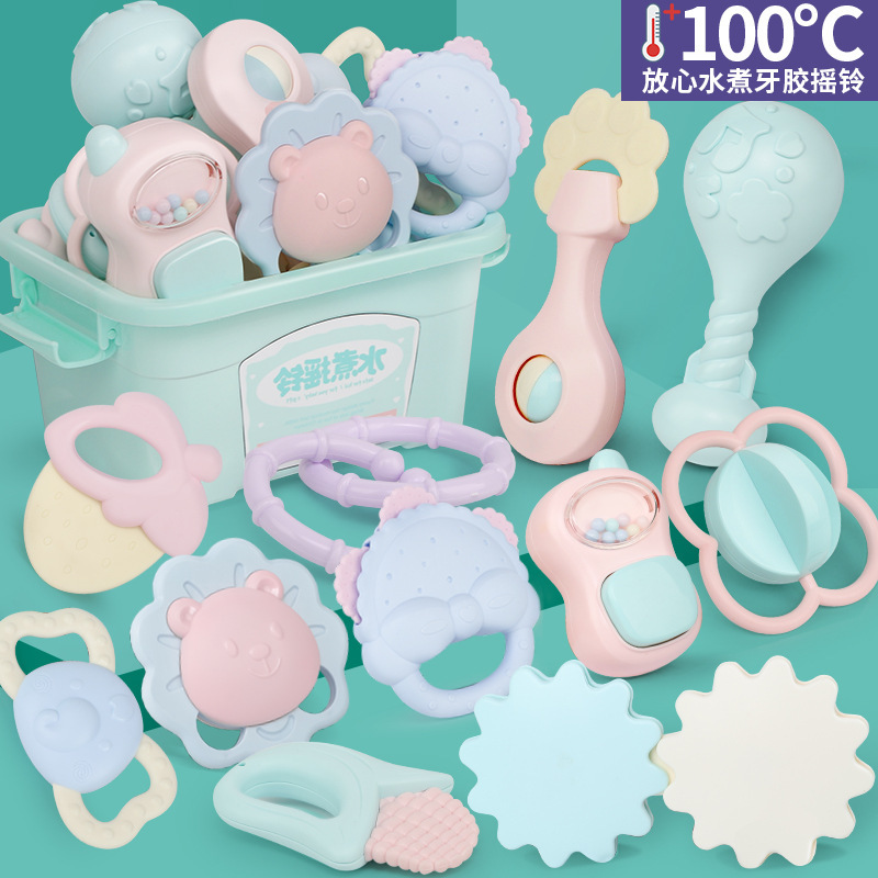厂家直销新品婴儿玩具宝宝益智早教新生儿手摇铃套装可水煮0-3岁|ru