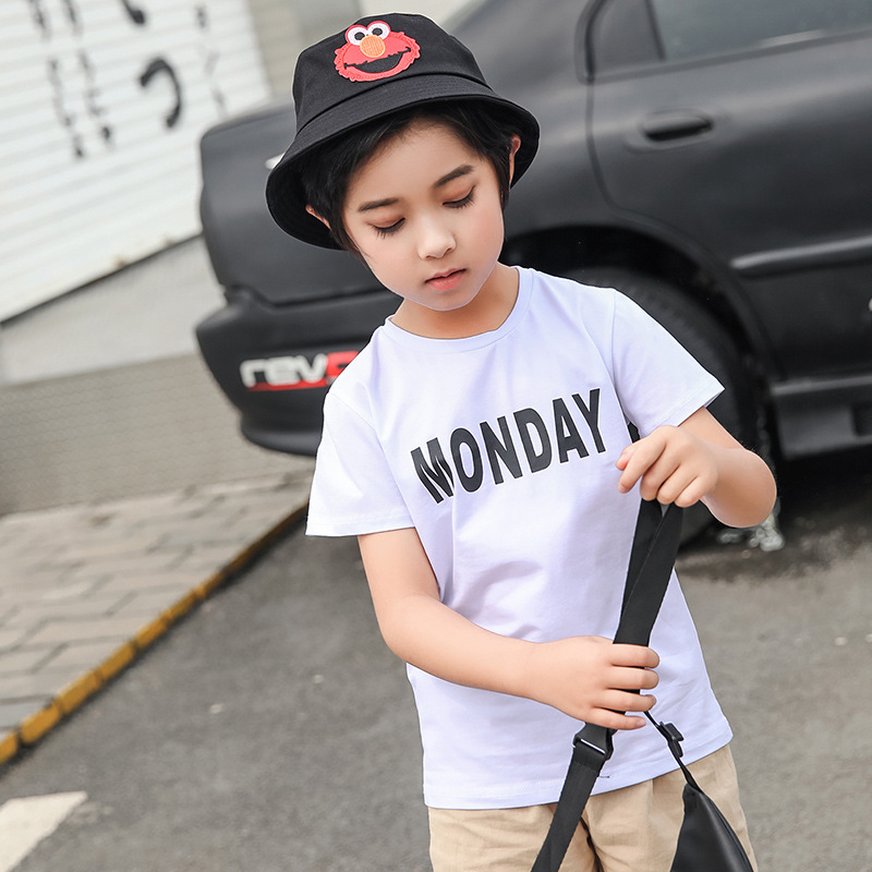 Trill ins Explosive money 2019 summer Korean Edition Boy Easy Children's clothing pure cotton children Short sleeved Rainbow Week shirt
