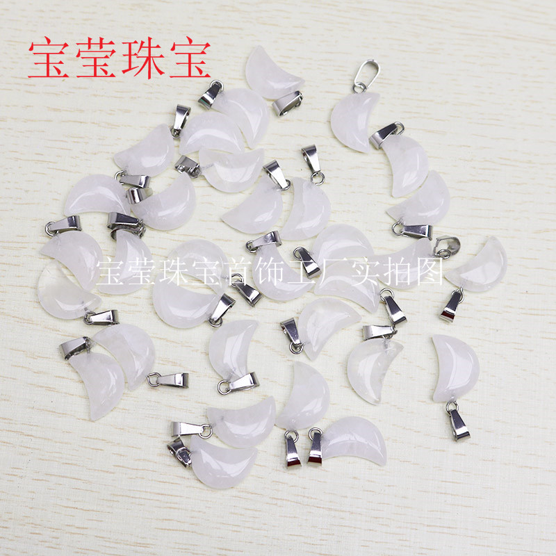 Fábrica al por mayor natural Rosa piedra Luna COLLAR COLGANTE DIY joyería haciendo pendientes accesorios de la joyería en stock