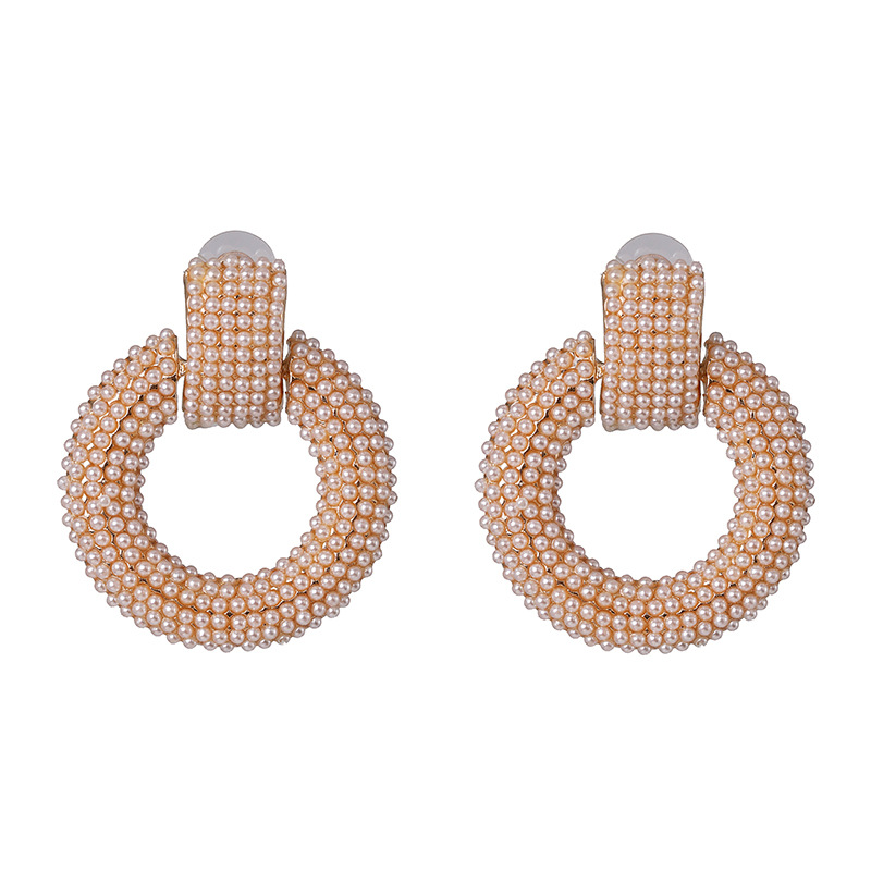 Fashion Geometric Round Micro Inlaid Pearl Earrings Women's Jewelry Wholesale display picture 6