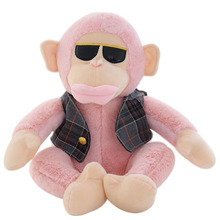 毛絨玩具廠家酷酷墨鏡猴子毛絨公仔兒童玩具床頭娃娃