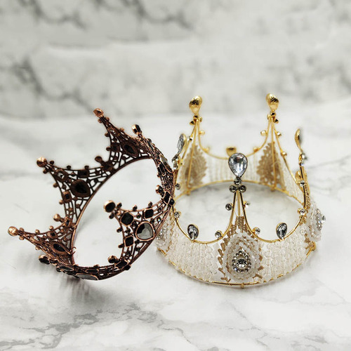 Danjie Factory Wholesale Alloy Lace Birthday Bakery King Crown New Queen Crown Cake Decoration