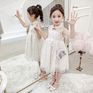 女童夏装裙子2020新款洋气公主裙儿童连衣裙女孩复古夏季旗袍纱裙