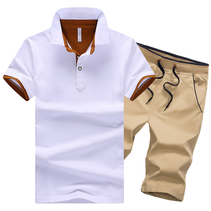 Daifa Summer Pure Cotton Short-sleeved T-shirt Men's Sports Suit Lapel Polo Shirt Korean Shorts Trendy Pants for Men Daifa Summer Pure Cotton Short-sleeved T-shirt Men's Sports Suit Lapel Polo Shirt Korean Shorts Trendy Pants for Men