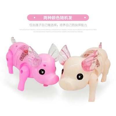 抖音电动玩具牵绳小猪会动会走路唱歌发光的小猪会跑江湖地摊货|ru